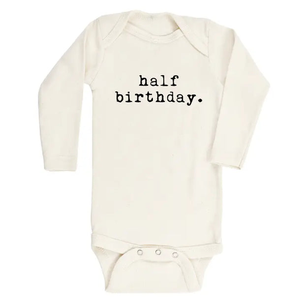 Half Birthday Organic Cotton Baby Bodysuit | Long Sleeve